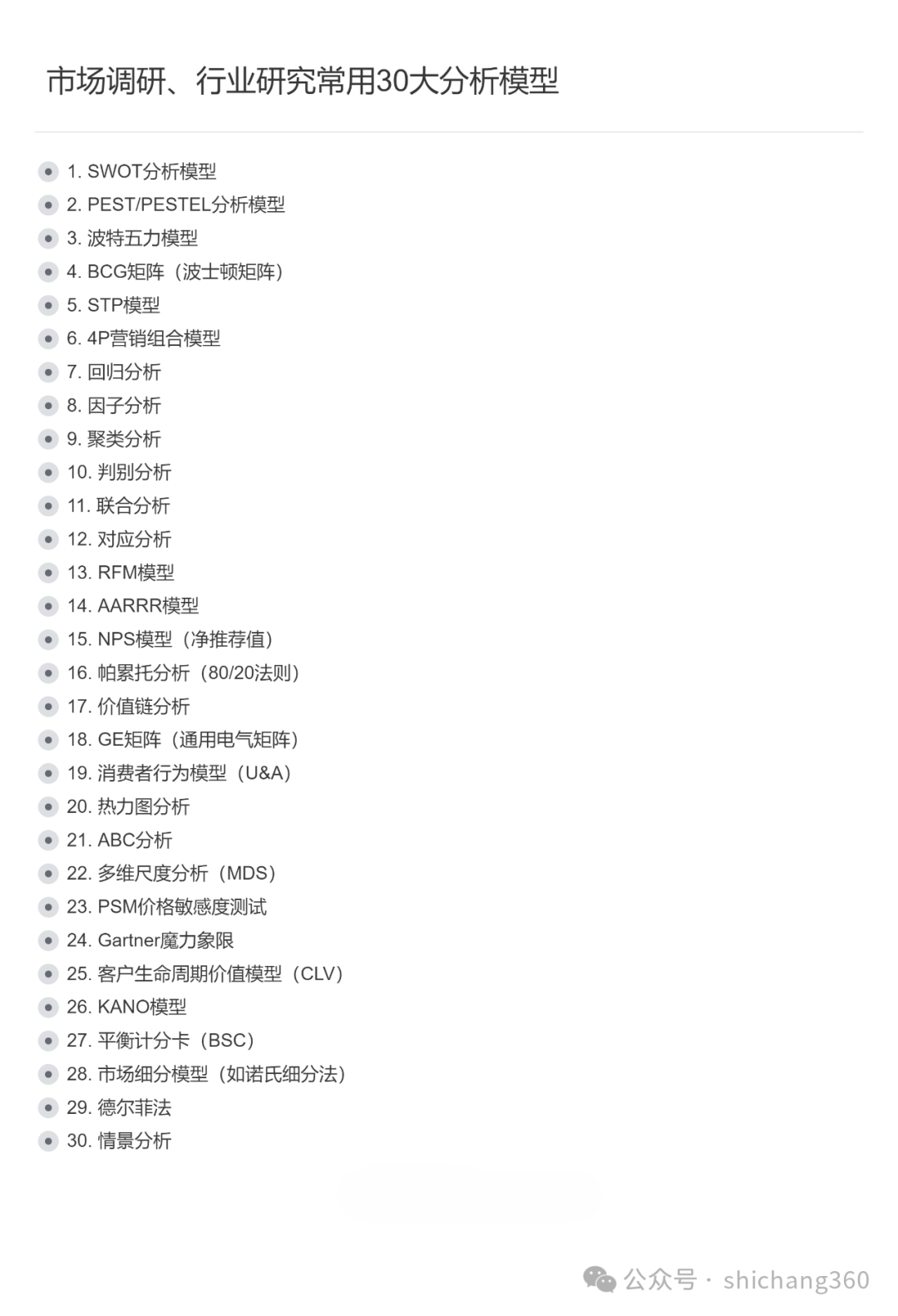 知识库分享|市场调研、行业研究常用30大分析模型(附图表可下载)
